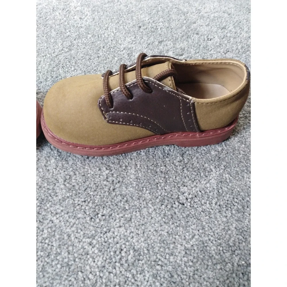 Trimfoot Baby Shoes Size 7 Brown Suede Man-Made Upper Infant Soft Walking